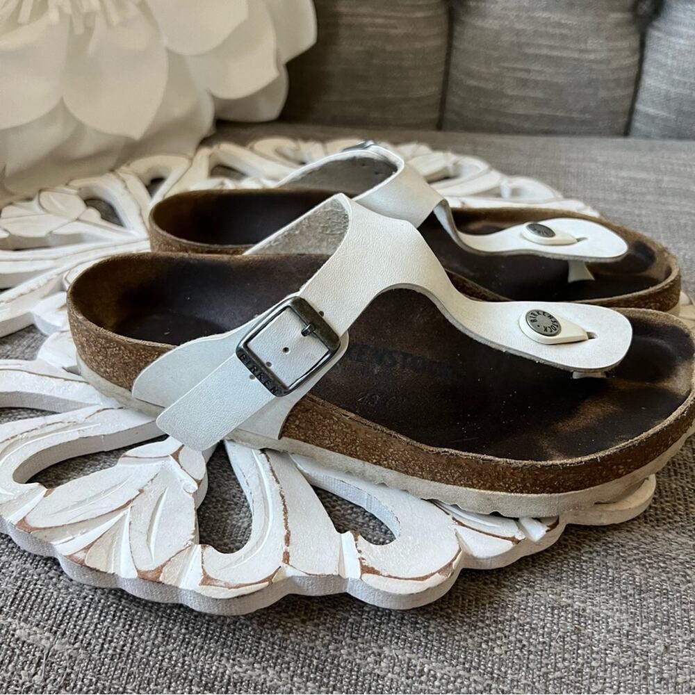 Birkenstock White Leather Sandals Shoes Women’s 7 - Picture 2 of 8